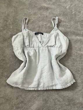 Brandy Melville Light blue Linen Cami with V-Neck
